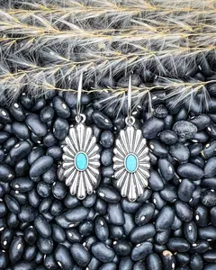 Sundown Ridge Turquoise Dangle Hoop Earrings