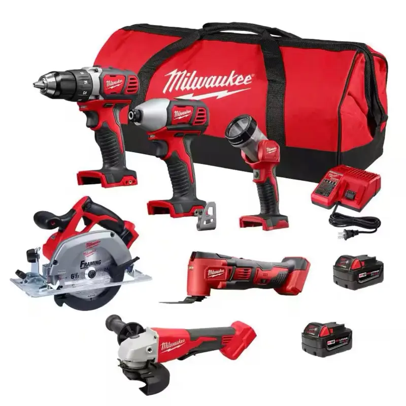 M18 18V Lithium-Ion Cordless 6-Tool Combo Kit with 2 Batteries, Charger, and Tool Bag