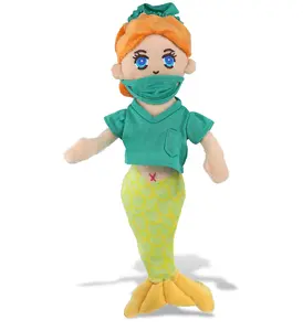 DOLLIBU Green Mermaid Stuffed Toy - Polyester, Doctor Outfit, Super-Soft Fluffy Plush Stuffed Toys for Pretend Play, Fluffy Stuffed Toys