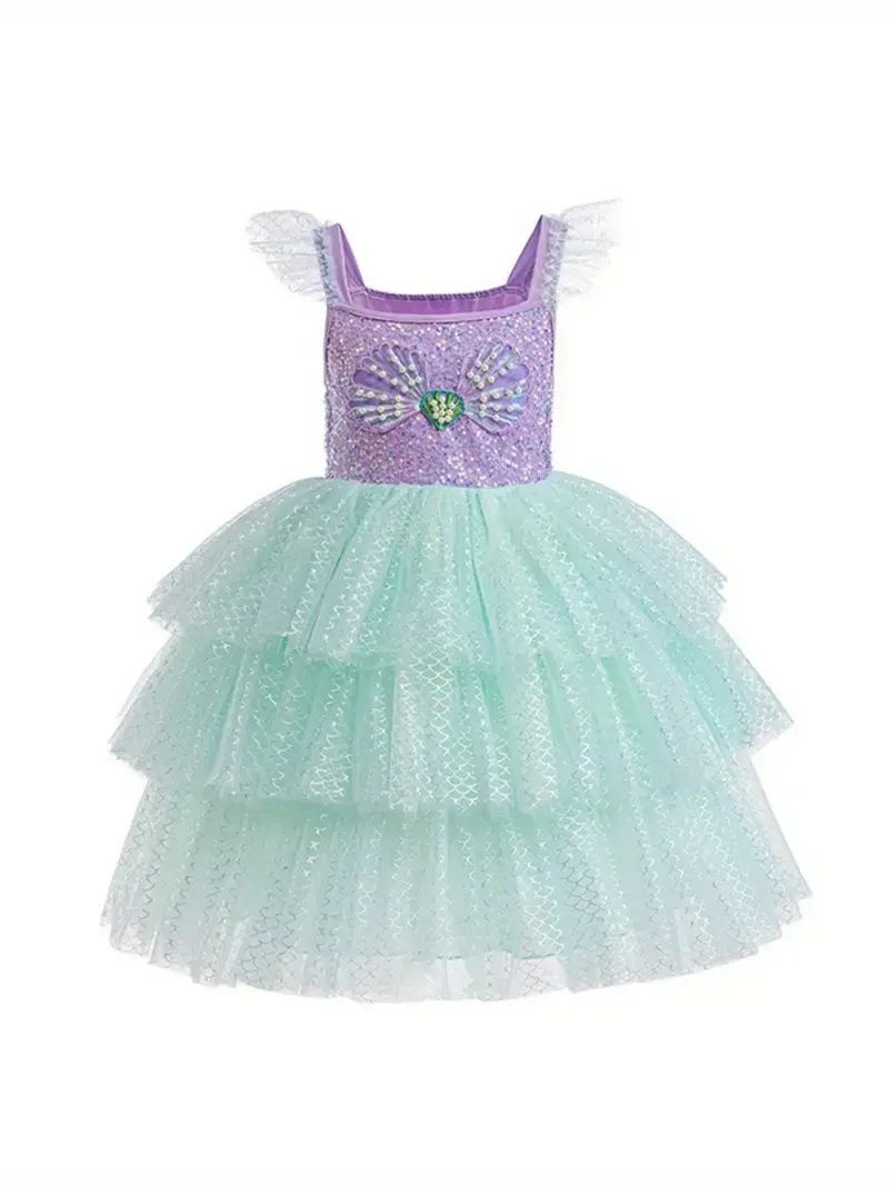 alix earle birthday dress Bowknot Fluffy Sequin Long Sleeve Princess Dress for Girls - White / 5-6 Years (130cm)