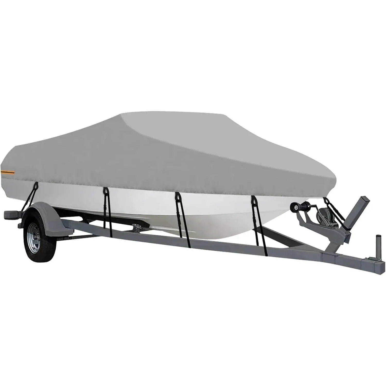 Waterproof Boat Covers 12-14 Ft Long Gray | UV Resistant Trailerable Boat Covering for V-Hull, Tri-Hull,Bass, Runabout Boat, Pro-Style Fishing Boat