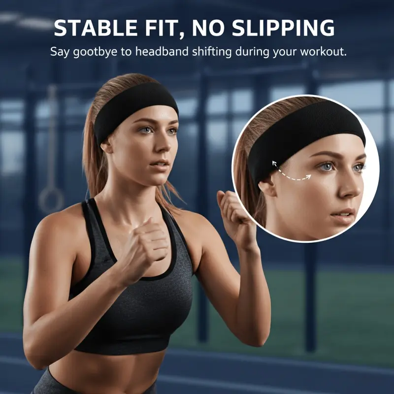 Sports Headband for Men Women - 1 Pack Elastic Moisture Wicking Sweatband, Anti Slip Breathable Stretch Running Headband for Gym Fitness Yoga, Cute Skincare Wash Makeup Hairband, Outdoor Workout Hair Accessories