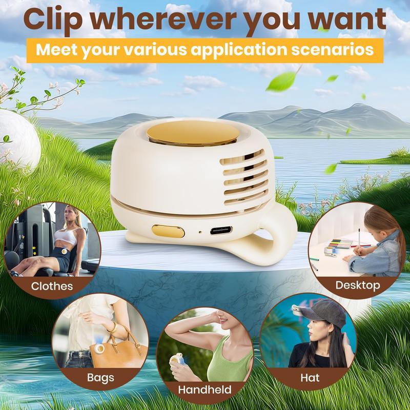 Portable Waist Fan Bladeless, Rechargeable Personal Fan, 3-Speed Turbo Cooling, Hands-Free Clip Fan for Work, Travel, Camping, Phone Cooling, Summer Must Have