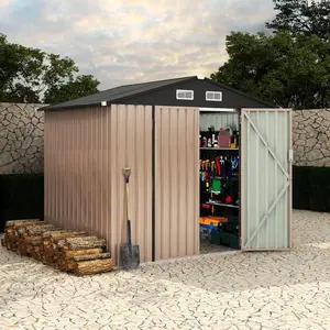 6x8 FT Metal Storage Sheds Outdoor, Metal Yard Sheds Garden Shed Kit, MetalTool Shed with Lockable Door, MetalUtility Sheds Buildings with Air Vent for Backyard Garden Patio Lawn Wood