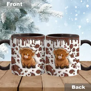 Love Cow, Funny Highland Cow Coffee Mug, Country Mug, Highland Cow Lover Gift, Western Mug, Cottagecore Mug, Cow Mom,  Printed in the USA, Coffee Drinkware Beverage, Gift for Friend, Family - hlc5143  Ceramic Classic Stylish