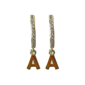 Gold Hoops Letter Initials Earrings