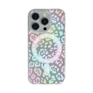 Gorgeous Leopard Print Pattern Clear MagSafe Protective Case for iPhone 17 Promax 17 Air 16 Plus 15 14 13 12 11 Slim Magnetic Shockproof Cover.HMG37