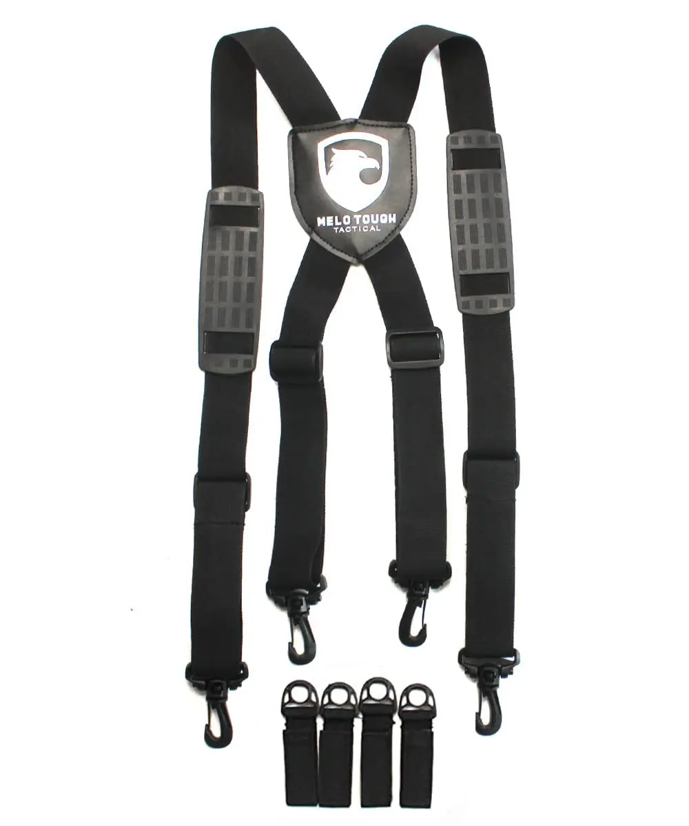 MELOTOUGH Men's Tactical Suspenders, Adjustable 100% Polyester X-Shape Duty Belt Harness with Padded Support, Snaps, and Hook and Loop Keepers, Adjustable Belts, Belt-Mounted Men's Belts