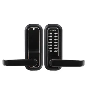 VEVOR Mechanical Keyless Entry Door Lock, 2.0 Code Upgrade, 4-7 Digits Code, Single-Sided Push Button Combination Keypad Door Lock with Handle, Auto Locking, for Indoor or Outdoor, Oil-Rubbed Bronze
