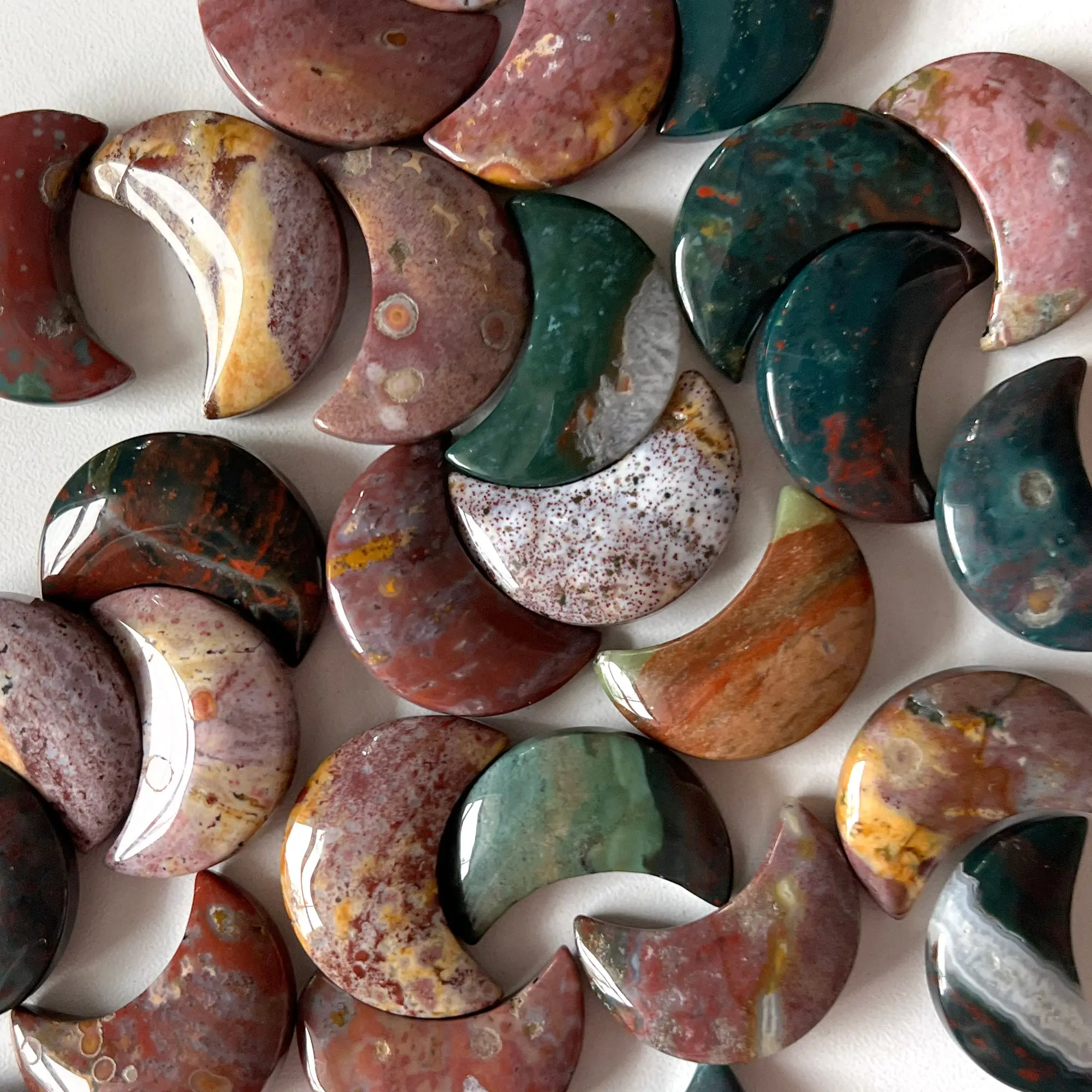 Ocean Jasper Crescent Moon