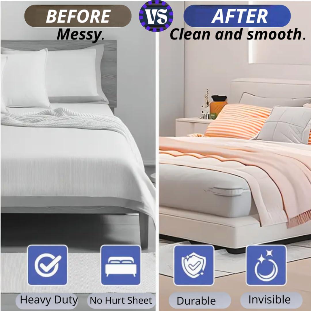 Bed sheet holder strips preventing slipping and wrinkles
