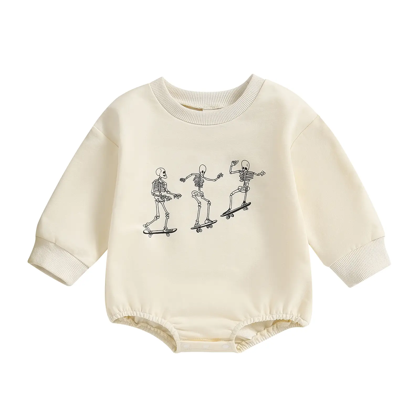 Baby Girls Boys Sweatshirts Rompers Halloween Clothes Skeleton Print Long Sleeve Toddler Fall Bodysuits 0-18 Months