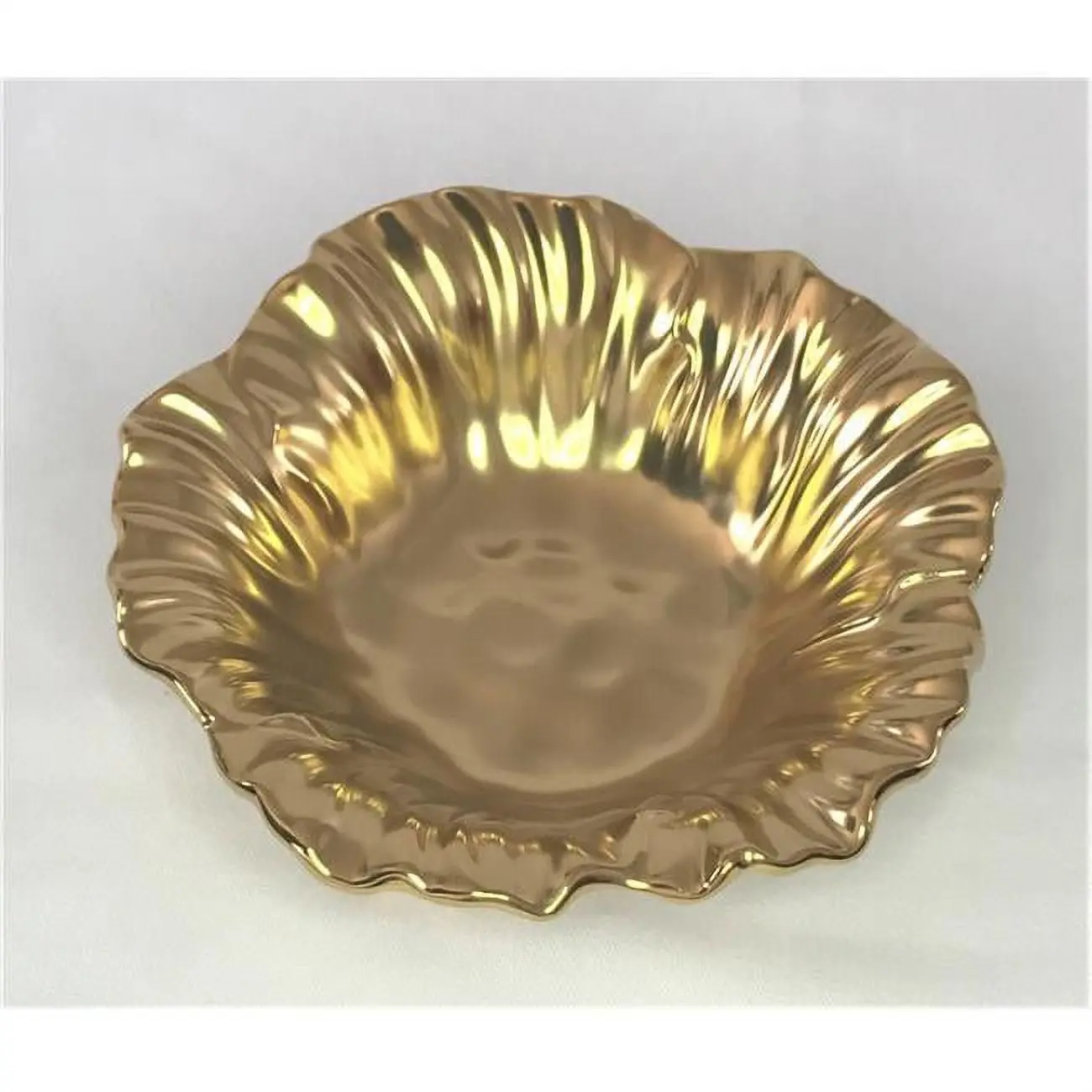 Leeber Limited 69325 Botanic Collection Sunflower-Leaf Porcelain Titanium-Enhanced Non-Toxic Ceramic Shallow Serving Bowl, 6.76in Food-Safe Kitchen Tableware for Hors D'oeuvres, Dishwasher Safe, Stain Resistant, Food-Safe Bowls