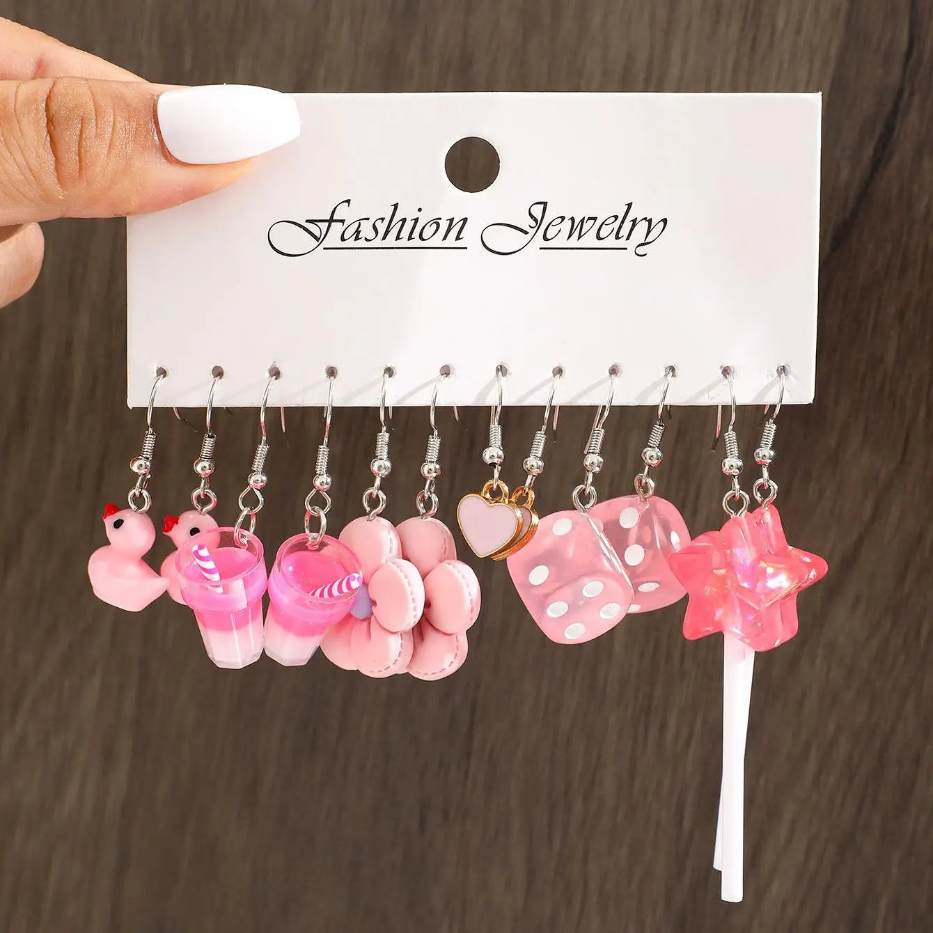 New Fashion Cute Cartoon Pink Earring Set Colorsful Dopamine Acrylic Earrings for women Girls New Trendy Jewelry Accessories Gift