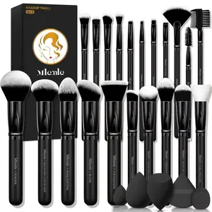 Professional 26 Pcs Makeup Kit, Include Powder Foundation Concealers Blush Eye shadows 21 Pcs Makeup Brushes and 2 Powder Puff, 3 Makeup Sponge(A01-Black)