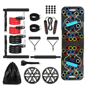Multifunctional Push Up Board Home Strength Training Equipment With 15 Fitness Accessories Pilates Bar Resistance Band Roller Wheel Full Body Workout fat strength training arm men