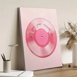 Vintage Light Pink Vinyl Record Wall Art Poster Retro Maximalist Eclectic Canvas Picture Art Decor Y2k Girly Print Trendy Family Home Room Decor Aesthetic Decoration Gift