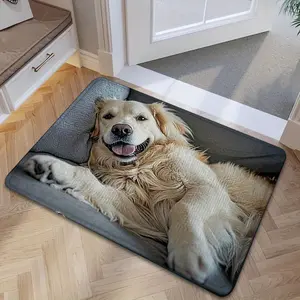 Golden Retriever Doormat Non Slip Indoor Outdoor Mat Soft Flannel Pet Friendly Machine Washable Dog Lover Gift for Christmas Halloween Thanksgiving Home Decor Living Room Bedroom Entrance Durable Polyester