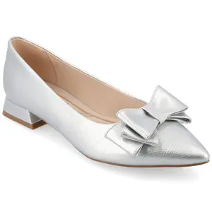 Journee Collection Women's Ophelia Slip On Pointed Toe Flats, 7 Silver
