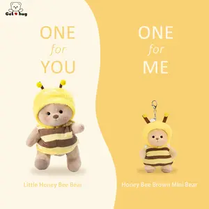 Getahug Cuddly Teddy Bear Collection - Little Honey Bee Bear & Honey Bee Brown Mini Bear - 12" Standing Height - Soft Stuffed Animal with Rotatable Joints - Perfect Gift for Any Age, Weighted Stuffed Animal Gift for Christmas