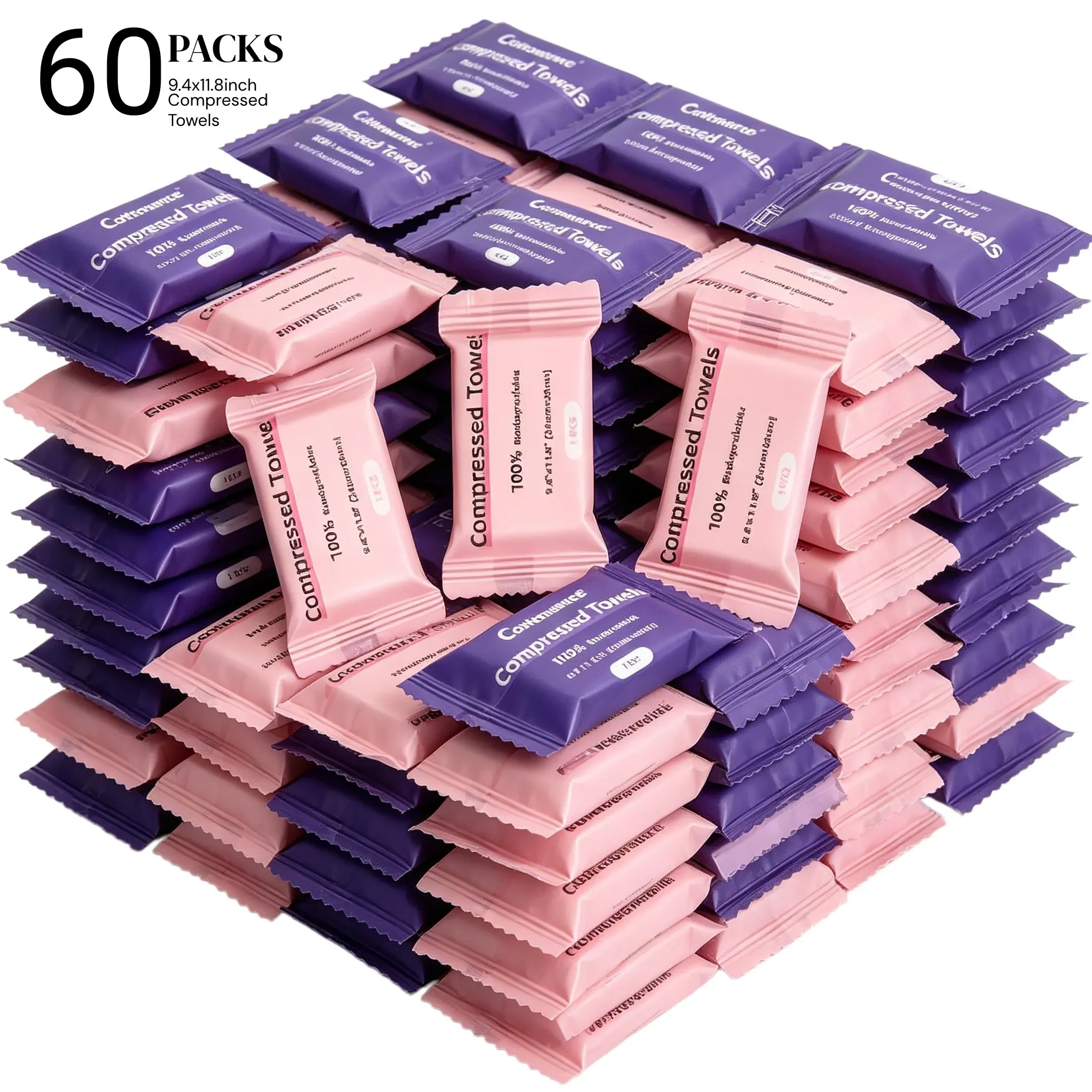 Compressed Disposable Towel Tablets, Extra Thick Ultra-Soft Expandable Wash Towels, Portable Face Cloths for Travel, Home, Gym & Makeup Removal (30/60/90/120 Packs)