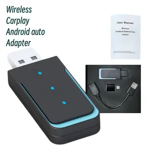 Wireless CarPlay Android Auto Adapter Convert Wired to Wireless CarPlay Dongle for iPhone iOS 10 and Above Plug and Play Fast Auto Connect Stable Bluetooth WiFi Connection Compatible with Cars from 2017 and Newer Car Infotainment Upgrade Smart Driving Car