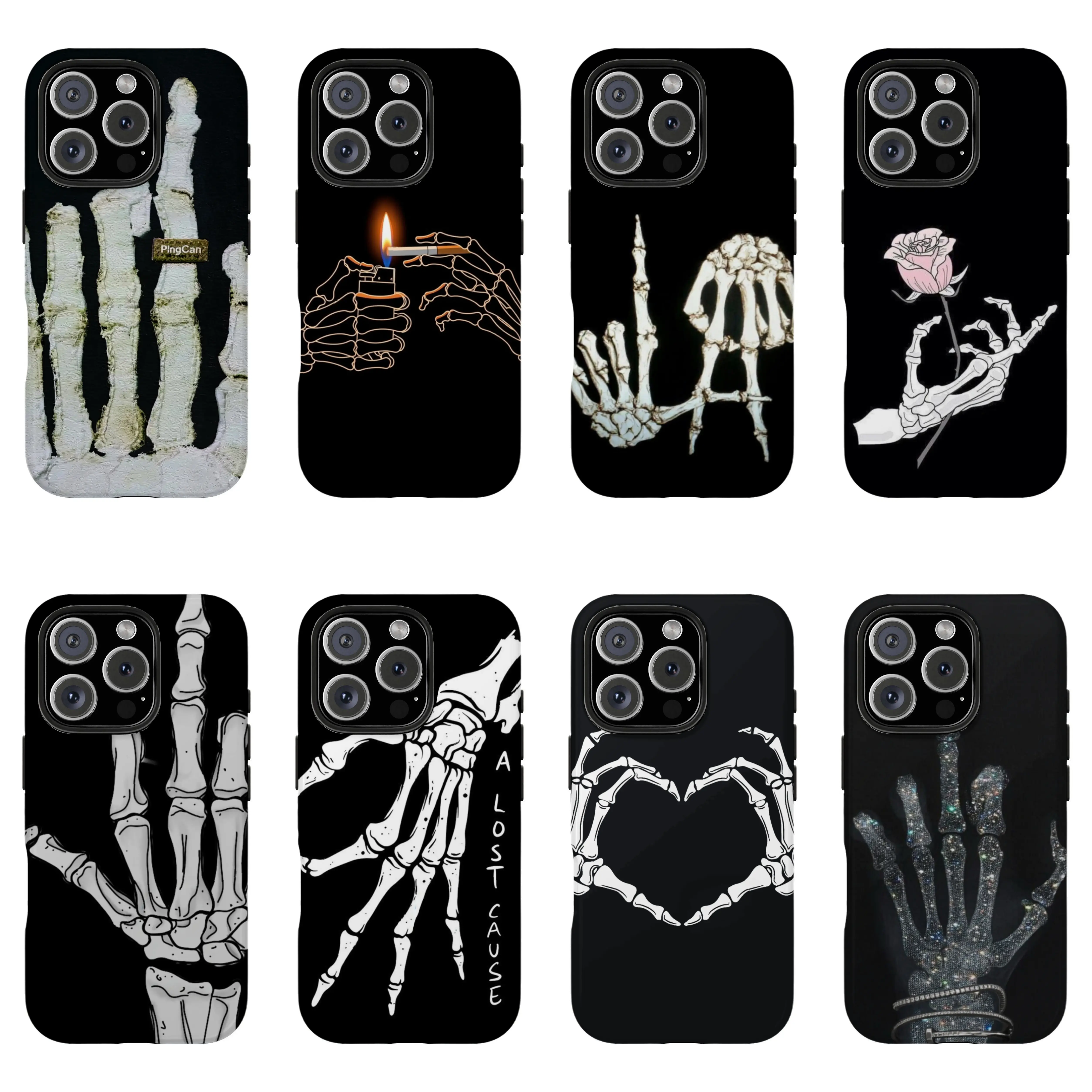 Fun Skull Palm Pattern Shockproof Phone Case - Stylish Must-Have Shell for Men - Protective Cover with Full Protection Compatible with iPhone 17 Pro Max/17/16 Plus/16/15 Pro Max/15/14/13