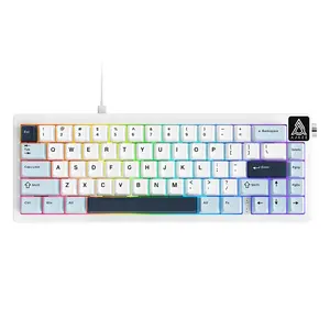 AJAZZ AK650 wired Gaming Mechanical Keyboard new 66% equipped with sea salt switch volume knob full-key hot-swappable three-color diy RGB suitable for office and e-sports games portable keyboard girl gift