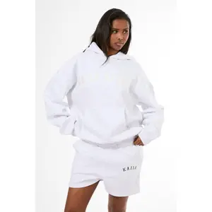 Kaiia Sport Oversized Hoodie Light Grey Marl & Cream