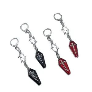 Original Design Gothic Punk Thorn Cross Coffin Earrings for Men and Women, Unique Personalized Ear Accessories