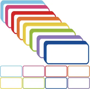 Magnetic Labels 32 Pcs Dry Erase , 4.2 x 2.1 Colored Border Reusable Writable Magnetic Name Tags Magnetic Label Stickers