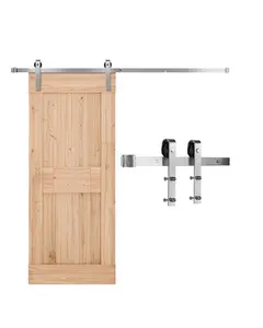 6Ft Sliding Barn Door Hardware Kit For Single Barn Door In Silver Finish, Includes Track Rails, Rollers, Floor Guide, Wall Brackets, Soft-Close, Easy Mounting, Durable Steel Construction, Ideal For Interior Doors And Modern Living