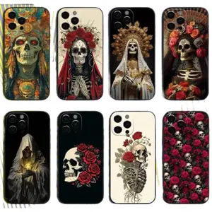 Santa M-Muerte Skeleton phone Cases For iPhone 17 16 15 14 13 12 Promax Pro Plus,best Gift