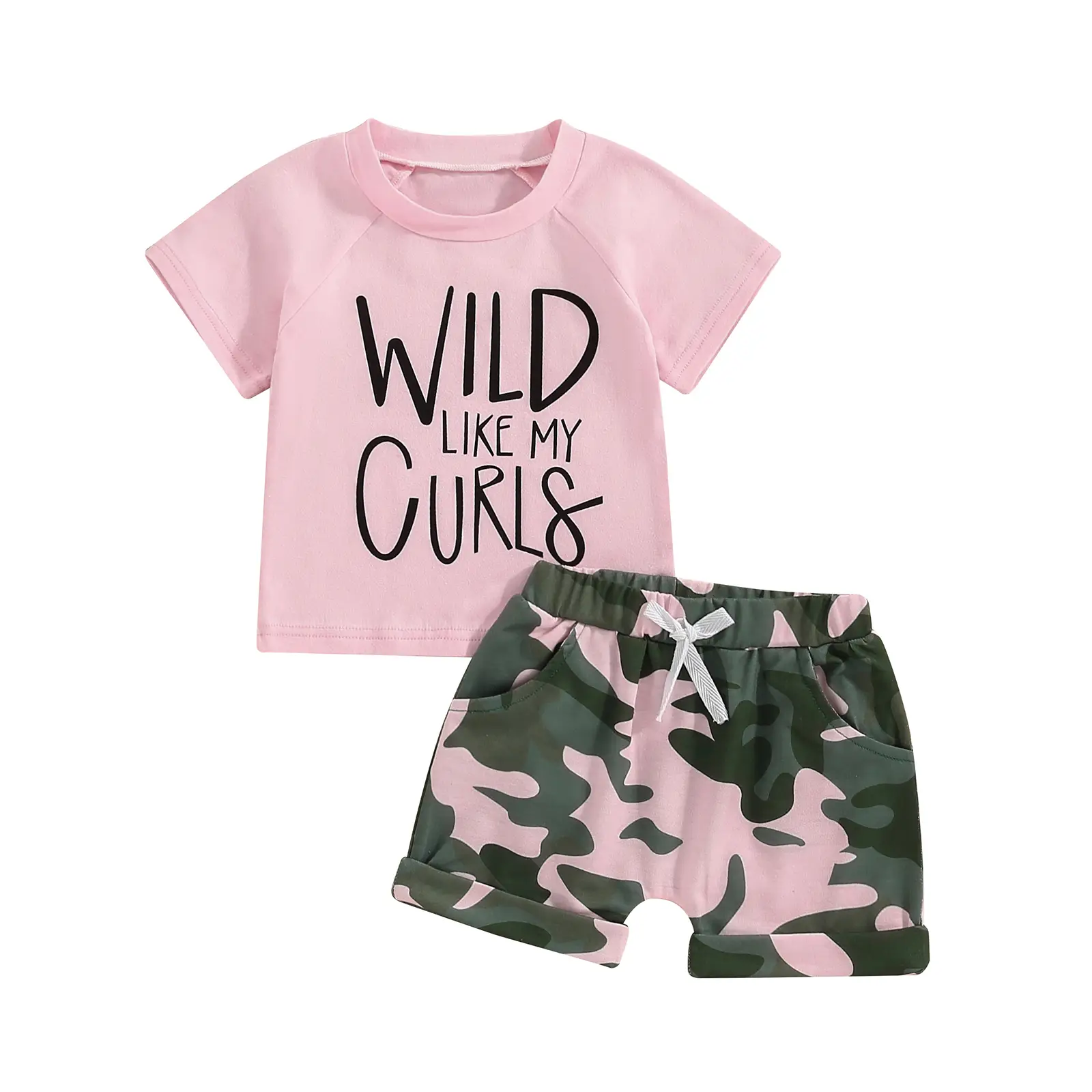 Canrulo Toddler Baby Girl Summer Clothes Daddy Mommy Sayings Short Sleeve T-Shirt Camo Shorts Sets 2T 3T 4T 5T Kids Outfit