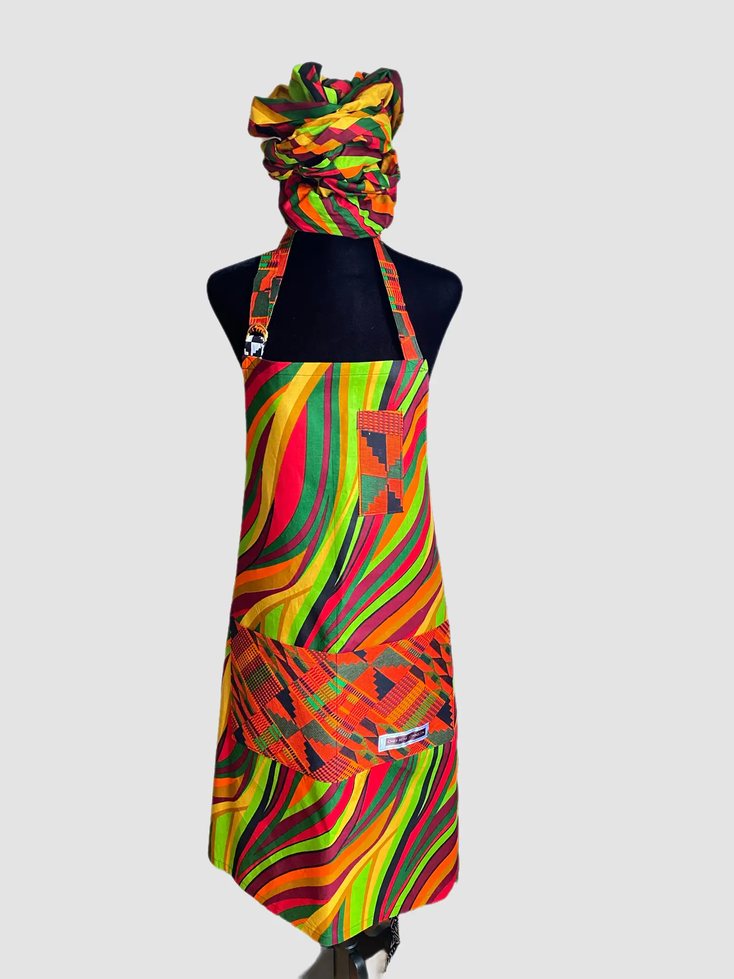 Multi      Green      and          Orange Apron Comfortable