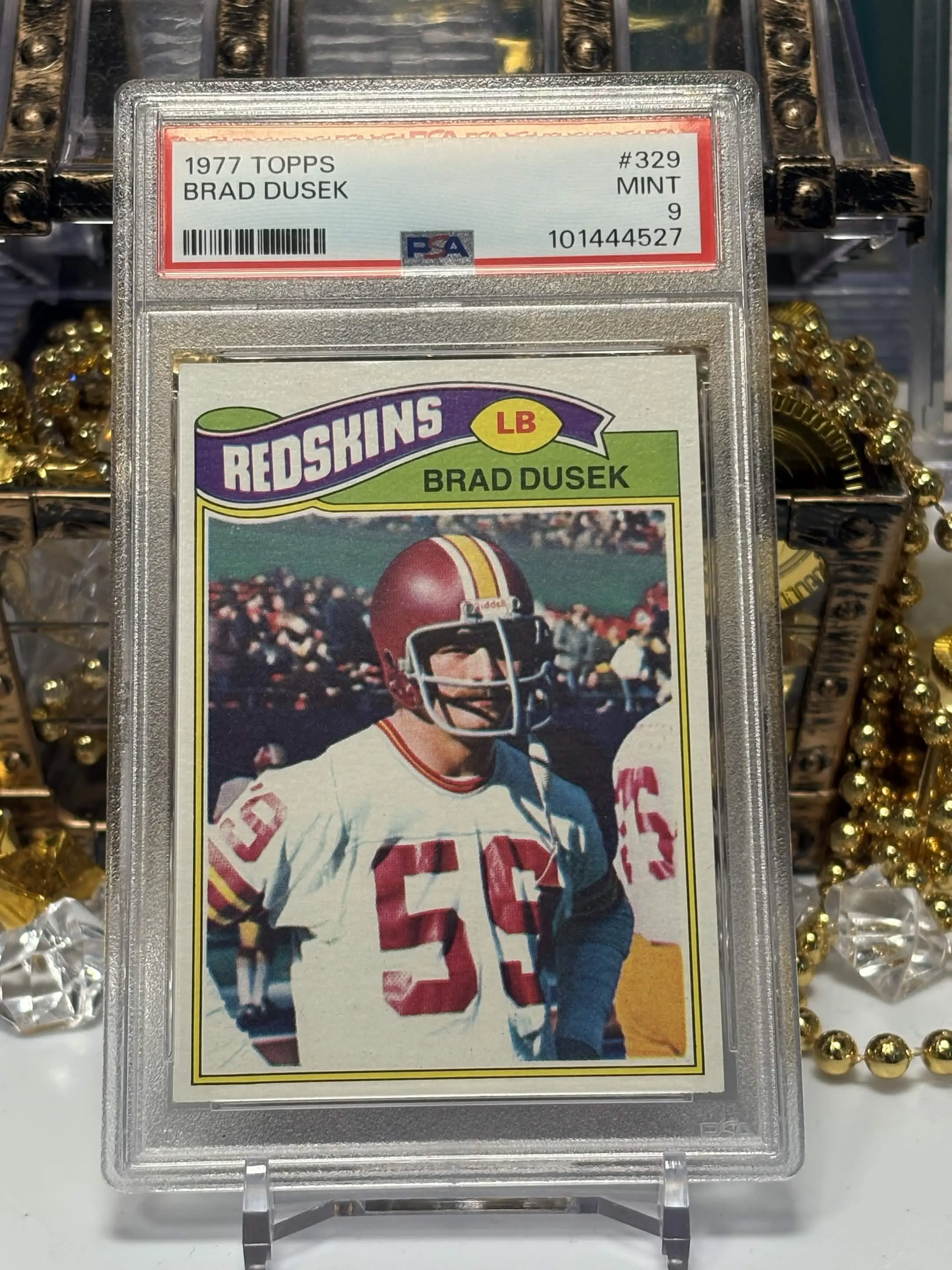 1977 Topps Brad Dusek Redskins - #329 - Graded PSA 9 MINT Slab