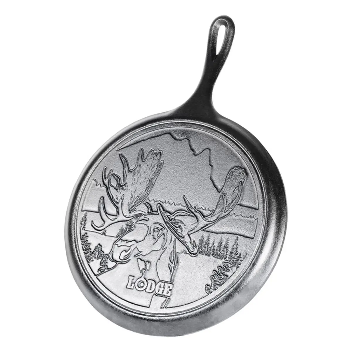 212 MAIN 10.5 in. Durable Wildlife Series-Bull Moose Cast Iron Griddle Skillet, Black Kitchen Cooking Pan, Pans