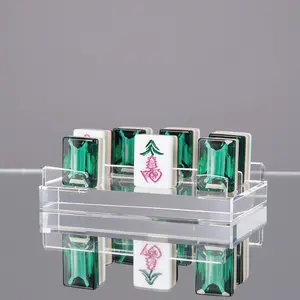 Emerald Acrylic American Mahjong Tiles Set, 160pcs Engraved Tiles, Outdoor Entertainment Board Game for Camping & Hiking Activities