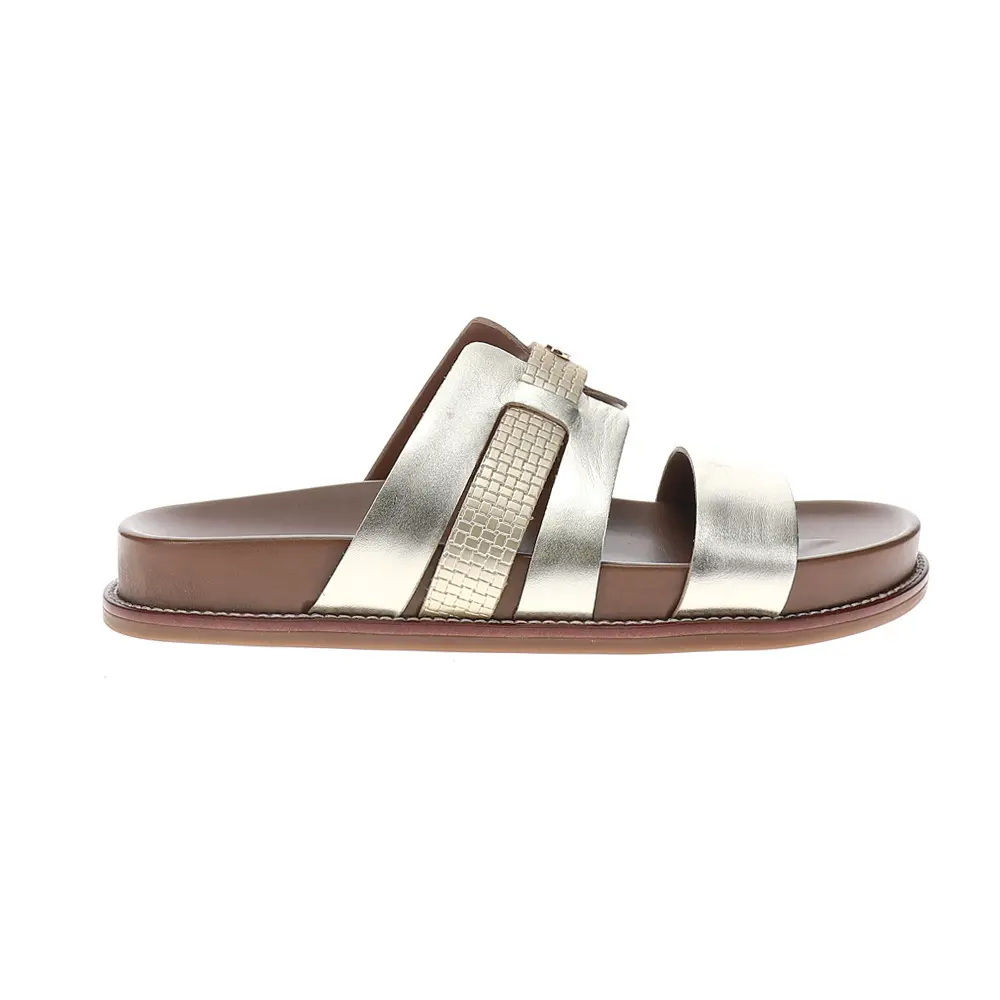 Easy Spirit Womens Trevin Metallic Slide Footbed Casual Sandals Casual Low Heel 1-2" - Gold Easy Spirit Womens Trevin Metallic Slide Footbed Casual Sandals Casual Low Heel 1-2" - Gold