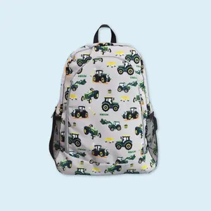 Green tractors farm kids boy backpack
