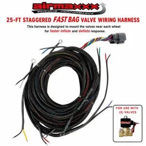airmaxxx 25-Foot Staggered Fast Bag Air Valve Wiring Harness