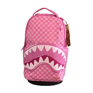 SG shark mouth bag, unisex camera bag Cute and sweet pink smiley-face shark backpack—perfect for a sweet-style outfit. basketball work weekender durable outdoor hiking