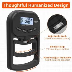 396lbs / 180kg Grip Strength Tester Trainer - Rechargeable Electronic Hand Dynamometer with LCD Display & Adjustable Handle for Accurate Measurement