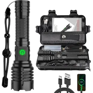 XHP70.2 Super Bright Tactical Flashlight | Rechargeable LED Work Light with Holster & Battery, IPX6 Waterproof for Camping & Emergency