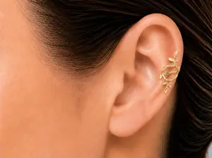 925 Sterling Silver Laurel Wreath Ear Cuff Earrings (1 Pair)