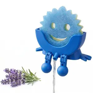 Cute Hanging Sponge Holder with Drainage – Keeps Your Sponge Dry & Smiling, For Scrub Daddy Holder, Funny Sponge Stand for Kitchen Sink, Countertop Sponge Holders