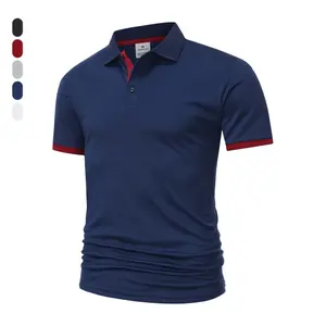Men’s casual versatile short-sleeve fashion polo shirt, 100% polyester, regular fit, summer versatile top, color-block design, collared T-shirt, outdoor sports casual wear, golf T-shirt, Valentine’s Day gift.Summervibes