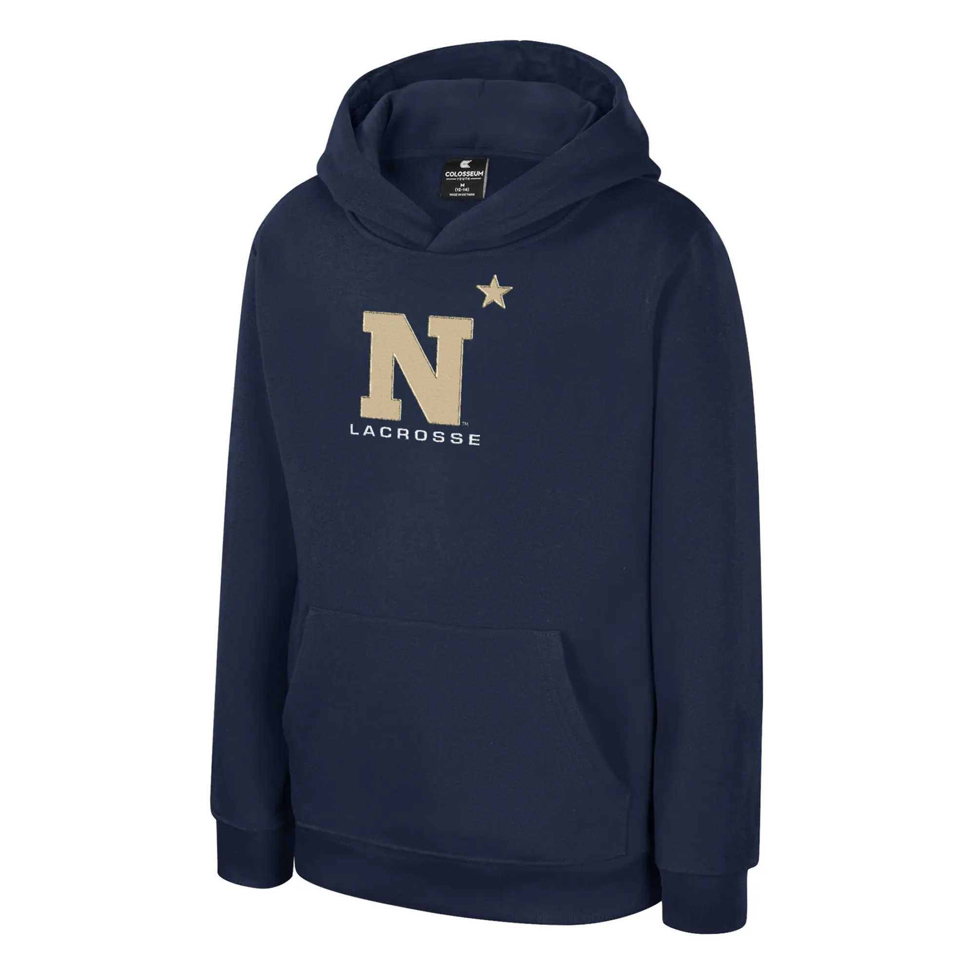 Men's 2026 NCAA Lacrosse Hooded Sweatshirt, Navy Cotton Blend Pullover Top with an Embroidered Tackle Twill Logo and Kangaroo Pocket, Sweatshirts, Menswear, Tops, Drawstring, Pullover Hoodie, Navy Hoodies & Sweatshirts