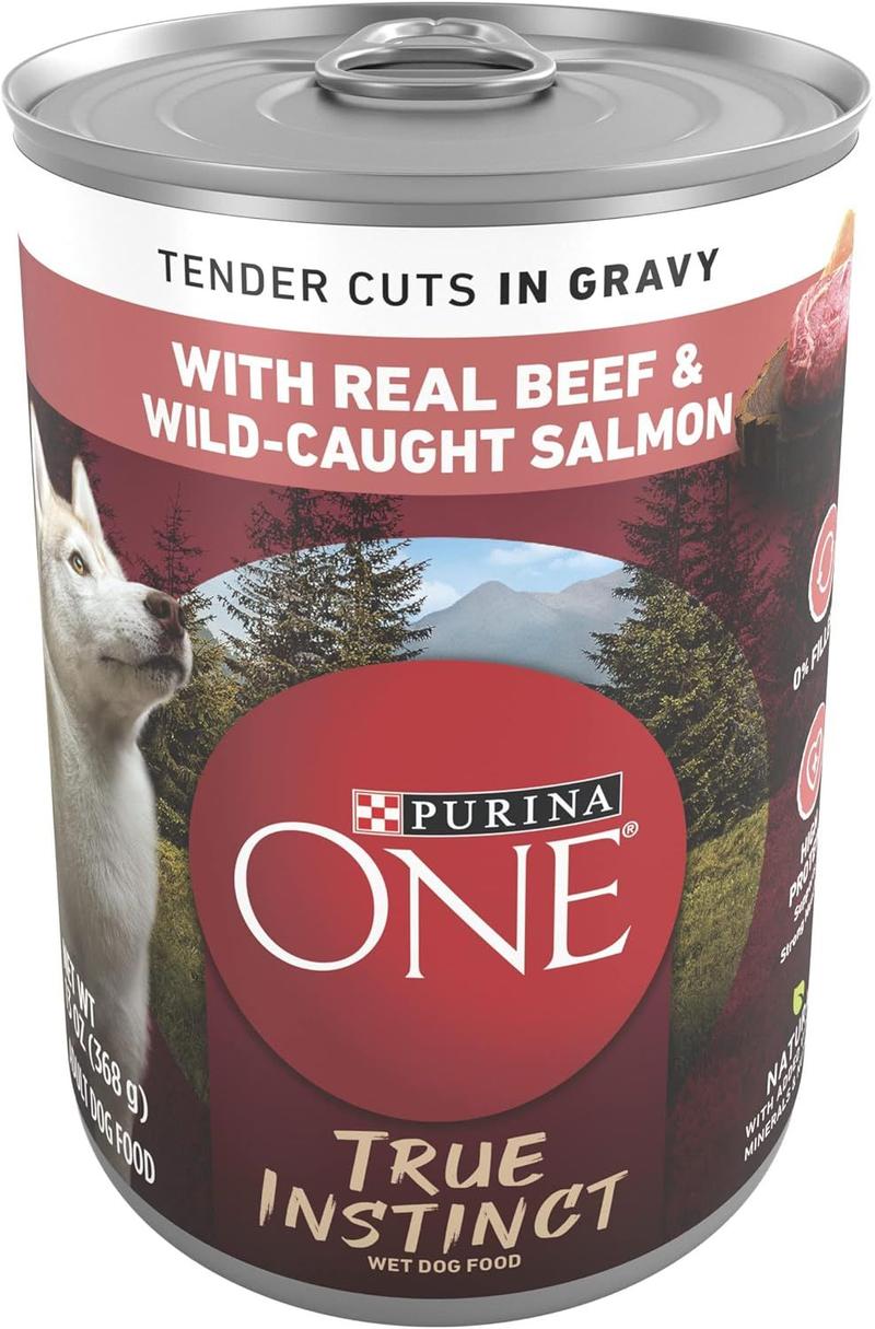 Purina ONE True Instinct Tender Cuts in Dog Food Gravy with Real Beef & Wild-Caught Salmon - Pack of 12 13 oz Cans Pet Products