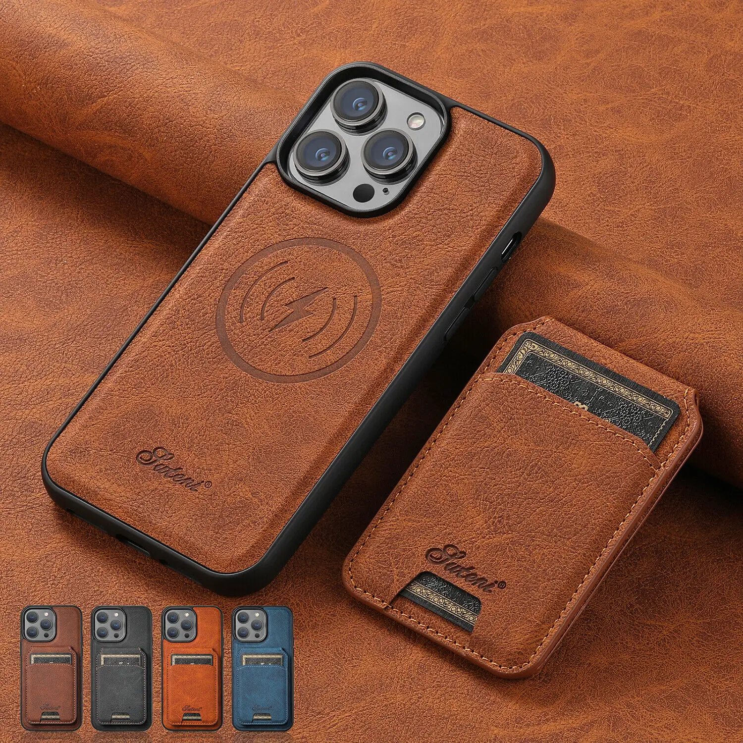 For iPhone 17/16/15/14/13/12 Pro Max Magnetic Case - Removable Wallet, Card Holder, Stand Cover, Slim Design, Shockproof, Wireless Charging Compatible